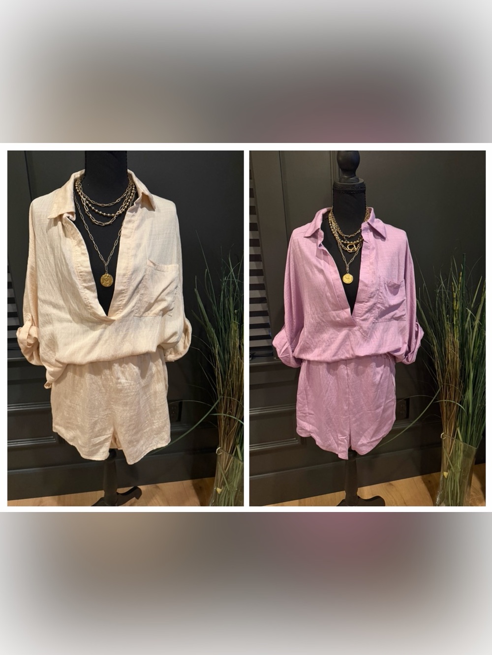 BUNDLE- 2 Short sets- 1 Cream and 1 Light Purple